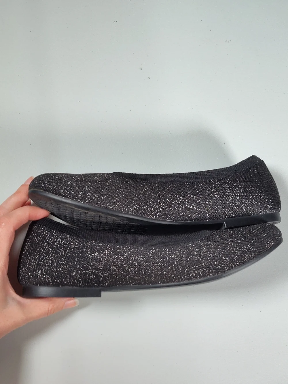 Vivaia Claire‎ Round-Toe Flats in Metallic Black EU 38